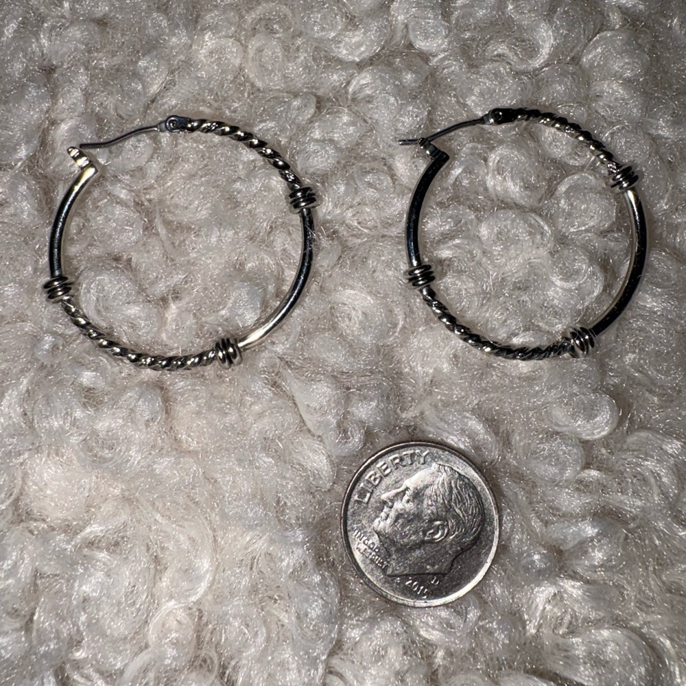 Lia Sophia Twisted Silver Hoop Earrings